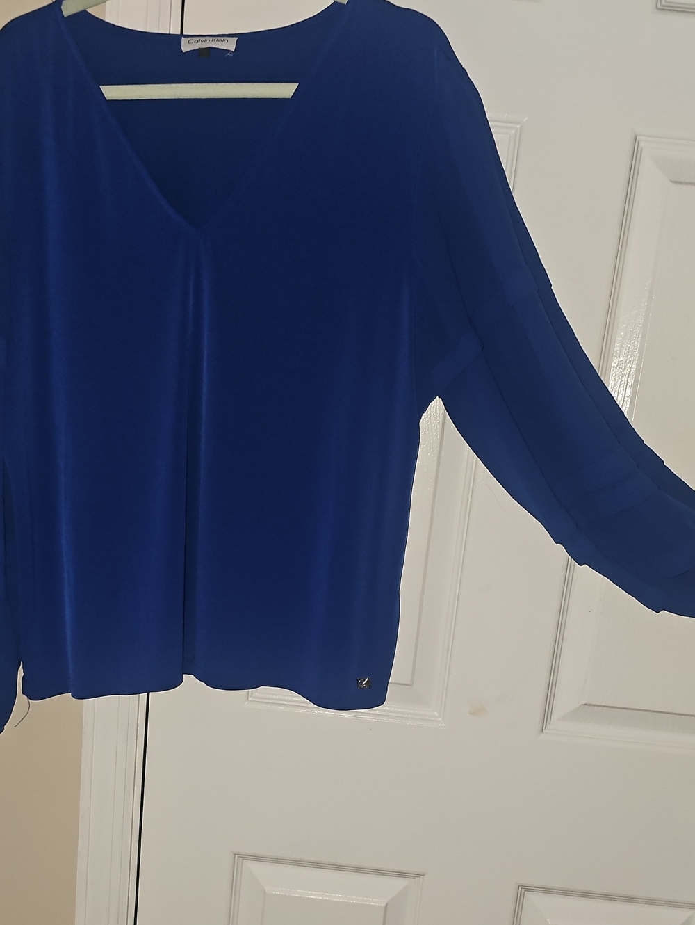 Calvin Klein Royal Blue V-Neck Long Sleeve Blouse